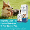 زجاجة قطرات أذن لـ Petclear بجانب كلب سعيد، للترويج لتنظيف الأذن المنتظم للحيوانات الأليفة.