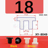 A set of silicone rubber hole plugs in black and white, with dimensions shown for the XY-8049 product.