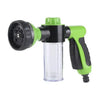 A green and black high-pressure foam cleaning gun for cars and gardens.