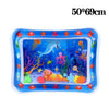 A blue pet water sensory mat featuring colorful marine life and sea creatures.