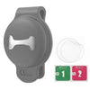 Gray silicone holder designed to attach to pet collars for AirTag devices