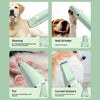 A green rechargeable pet grooming kit featuring a shaver, nail grinder, fur tool, and curved scissors for pets.
