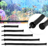 Black aquarium air tube aerator for fish tank shown with various lengths and tips