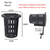 Black round clip basket with a slotted design, displayed against a white background.