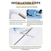 Installation steps showing how to assemble a bracket rod into a stable frame for a pet grooming hammock.