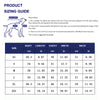 A sizing guide chart for a breathable mesh sport dog jersey, showing measurements in centimeters and inches for various sizes