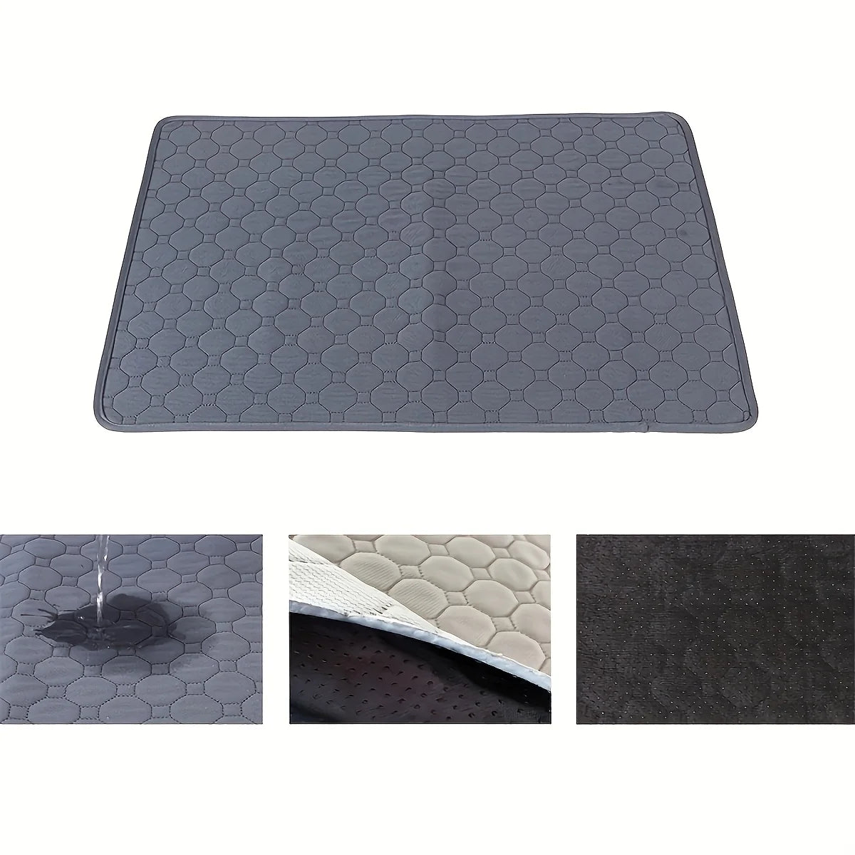 Gray hexagonal reusable washable dog pee pad training mat