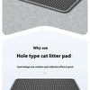 A gray, double-layer cat litter pad with a non-slip base is shown on a tile surface.