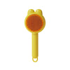 Yellow pet deshedding brush for cats and dogs with a self-cleaning design