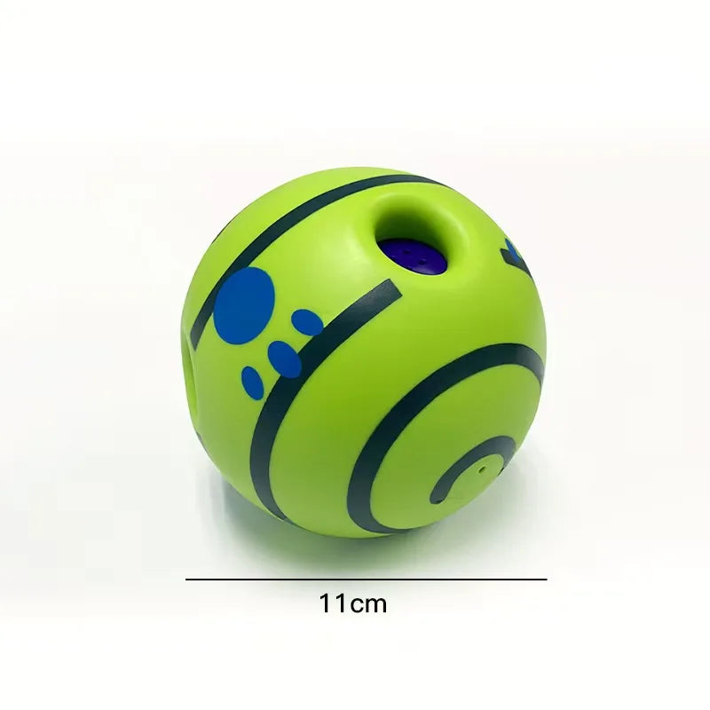 Jouet à secouer vert lime vif avec des rayures noires et des accents bleus.
