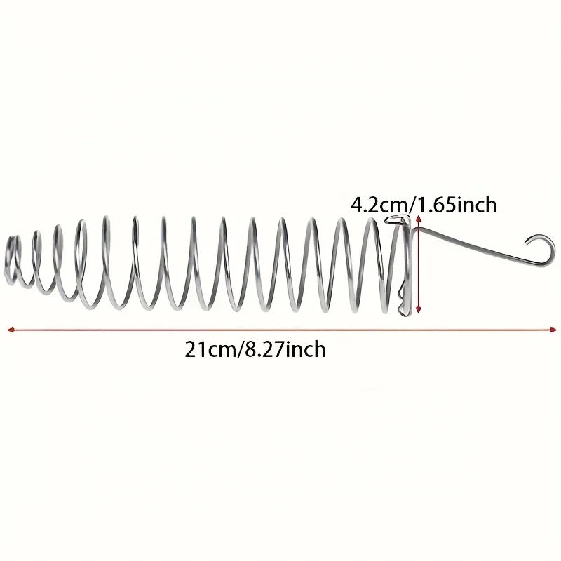 Stainless steel parrot forager feeder with a spiral fruit basket, measuring 21cm long.