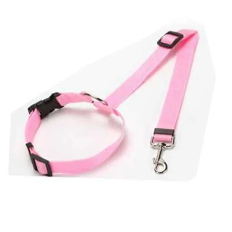 Pink adjustable two-in-one dog harness and leash with black accents