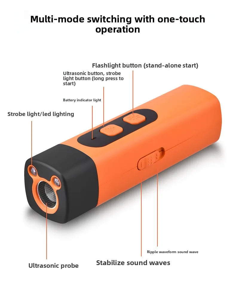 Appareil multi-modes orange avec boutons et sonde ultrasonique pour la stabilisation des ondes sonores