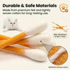 Orange and white felt catnip toys made from premium felt and tightly woven cotton for long-lasting use.