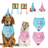 Set aus Pailletten-Pet-Party-Bandana und Kopfschmuck mit Hund und Katze.