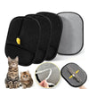 Gants de toilettage pour enlèvement de poils d'animaux noir et gris à double face, vues sous différents angles
