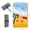A pet sniffing mat for dog training featuring a colorful design with blue, white, and yellow elements.