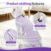 Combinaison de récupération vétérinaire violet clair pour chat, avec collier ajustable et ouverture de queue.