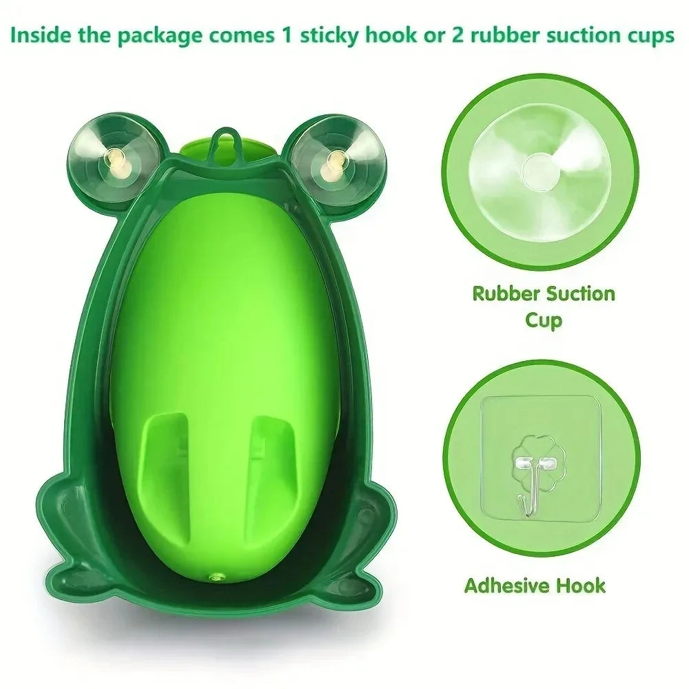 Entrenador de entrenamiento para inodoro en forma de rana verde con gancho adhesivo o ventosa de goma incluida