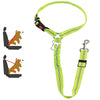 Arnés ajustable de color verde lima brillante para perros y gatitos, mostrado con un modelo de perro.