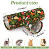 A dark green pet tunnel with a floral pattern shown next to various small animals like a cat, hedgehog, bunny, and guinea pig