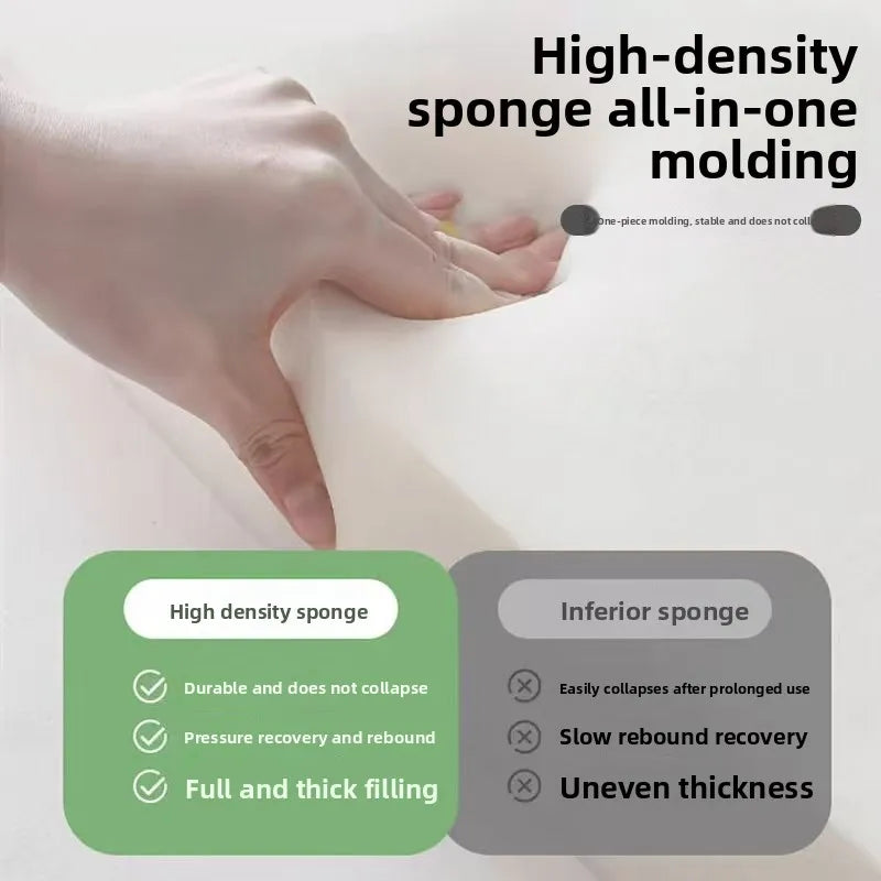 Hand demonstrating a high-density sponge all-in-one molding product for home repair