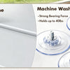 A product image showing a sturdy metal frame and multiple washable silicone suction cups for a cordless cat window perch hamm