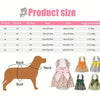 A chart showing size conversions for a Princess Style Summer Strap Dress for small dogs across various sizes and weights.