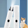 A white LED illuminated pet nail polish remover device is shown next to a dog and a cat.