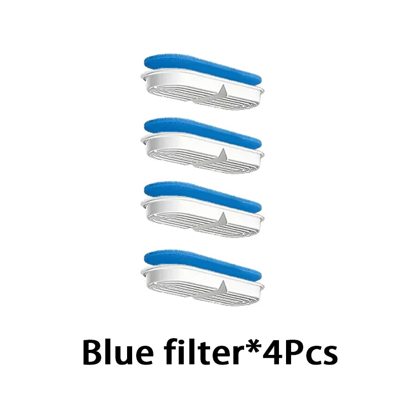 Cuatro filtros azules para una fuente de agua automática para mascotas