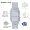 A gray washable belly band for male dogs showing details like strong fasteners, absorbent pad, moisture-wicking lining, and l