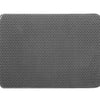 A square, dark gray, perforated cat litter mat with an anti-slip base.