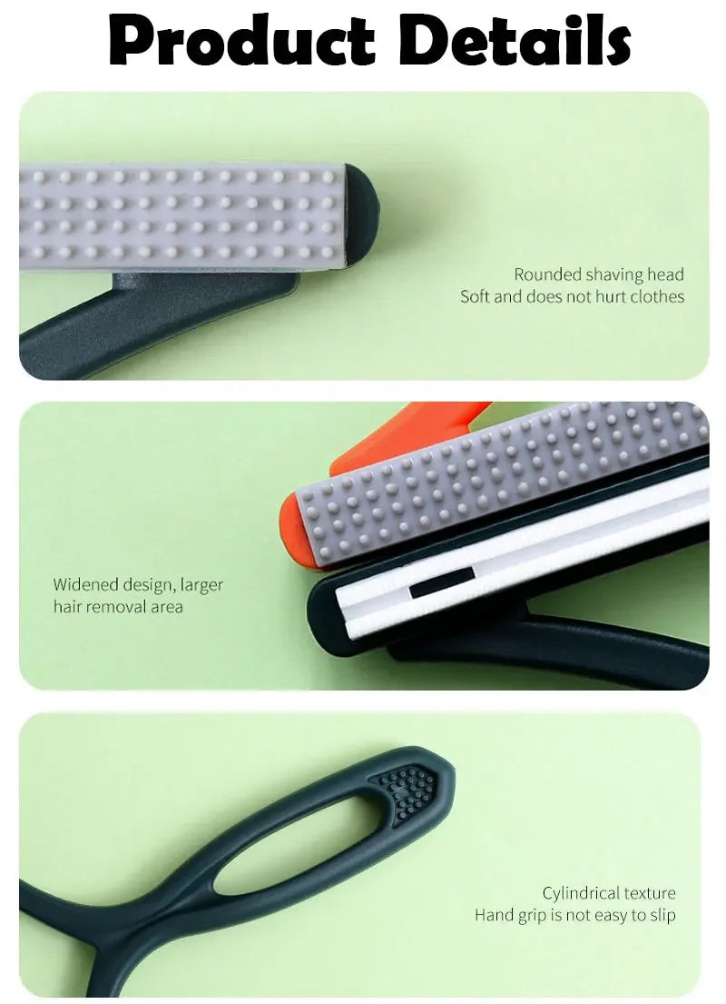 A set of grooming tools including a rounded shaving head and a widened design for hair removal, along with a cylindrical text