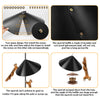 A black squirrel baffle guard is shown with two-piece design and a large angle to prevent squirrels from climbing.