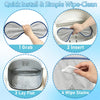 Diagram showing four steps for installing a waterproof litter box replacement mat: Grab, Insert, Lay Flat, and Wipe Stains.