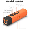 Orange multi-mode switch device with buttons and indicators for ultrasonic dog bark deterrent training.