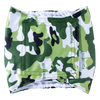 A camouflage patterned washable belly band for a male dog, shown flat.