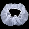 White nylon mesh skirt designed as a debris guard for a bird cage seed catcher.