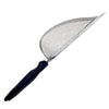 Stainless steel pet poop shovel with a mesh screen and a dark handle