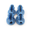 A pair of light blue mesh walking shoes for dogs and cats with blue laces