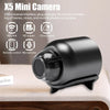 A black X5 Mini Camera security device with a lens, shown on a wooden surface.