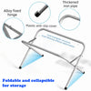 Foldable and collapsible iron pipe stand with a plastic anti-slip cover for storage.