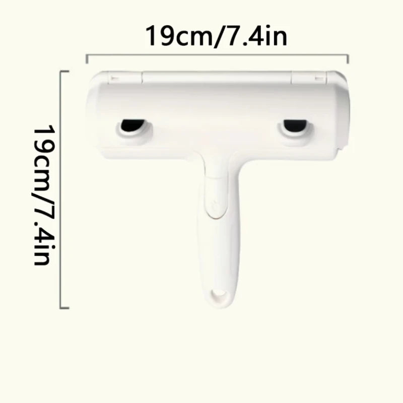 A white reusable pet hair remover brush with suction, shown from the top view.