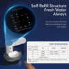 A self-refill structure fresh water dispenser for cats with volume and time interval settings.
