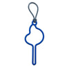 A blue hands-free dog poop bag dispenser with a leash clip.