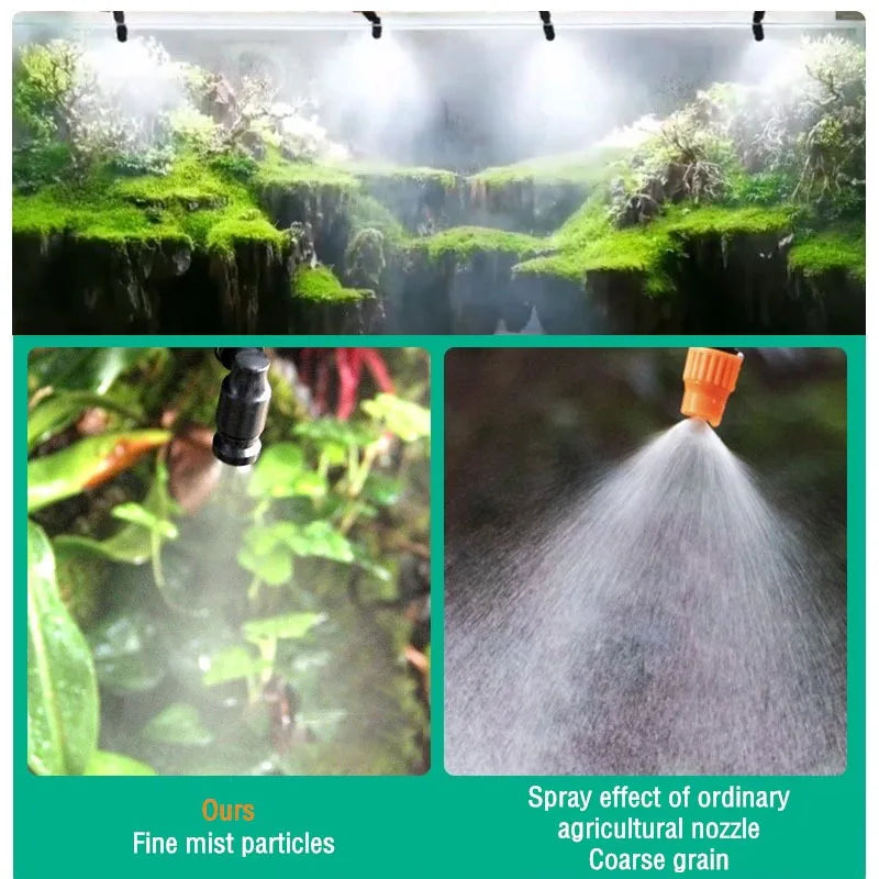 Effet de pulvérisation d'un tuyau agricole ordinaire produisant une brume fine pour l'arrosage des plantes