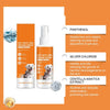 A collection of pet skin care sprays including Panthenol, Silver Chloride, and Centella Asiatica Extract.
