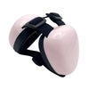 Pink noise reducing dog ear muffs with black adjustable straps