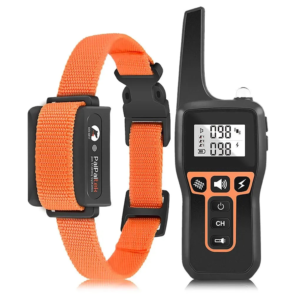Collier de dressage universel pour chien orange et noir avec dispositif à télécommande