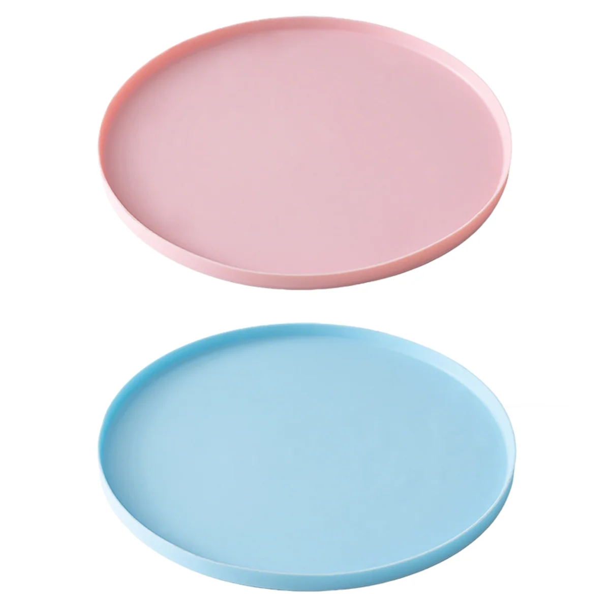 A pink silicone pet feeding mat for dogs and cats shown in two colors, pink and light blue.